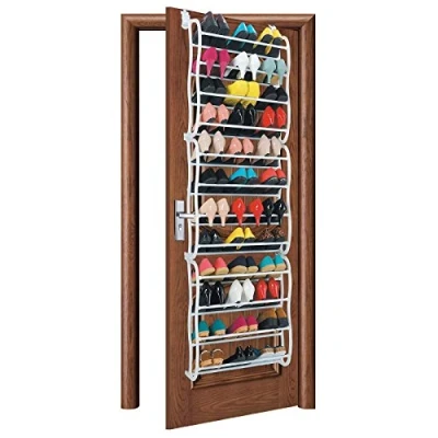 Image of AMOS 36 Pair Over the Door Hanging Hook 12 Tier Shoe Rack Adjustable Shelf Organiser Holder Storage Stand Space Saving