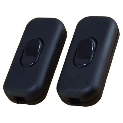 Image of 2 Pcs Black Inline Switch Cord Torpedo Lamp for Small Appliance or Flat Wire Light Bulb