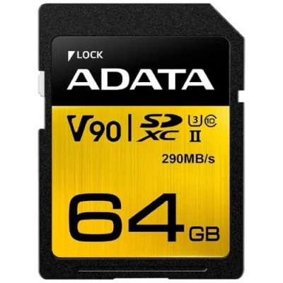 Image of ADATA Premier ONE (64GB) Class 10 UHS II SDXC Memory Card, black