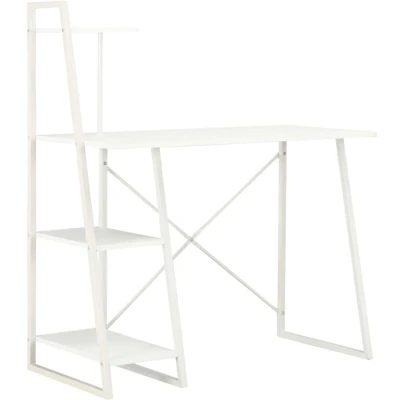 Image of vidaXL Desk with Shelving Unit White 102x50x117 cm