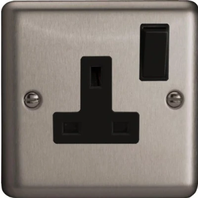 Image of Varilight 1 Gang 13 Amp Single Switched Socket Matt Chrome XS4B