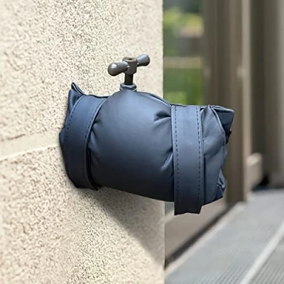 Image of Outside Tap Cover Outdoor Frost Protector Leather Garden Jacket Guard 26cm