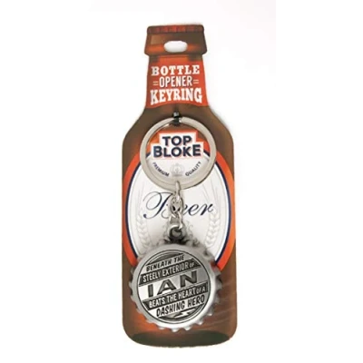 Image of Top Bloke Bottle Design Key Ring Opener Personalised to The Name of&quot;Ian&quot;