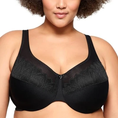 Image of Glamorise Full Figure Plus Size Wonderwire Minimizer Bra Underwire #9003 Black