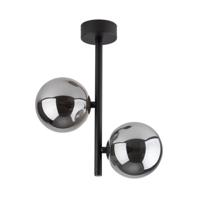 Image of Estera Semi Flush Globe Ceiling Light Black, Graphite Glass 2xG9