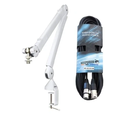 Image of RØDE PSA1+ Microphone Arm Articulated White + Keepdrum XLR Cable