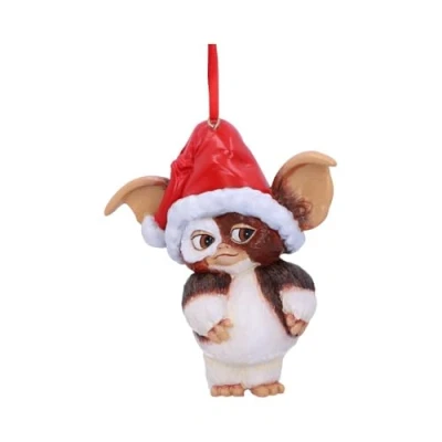 Image of Nemesis Now Gremlins Gizmo in Santa Hat Hanging Festive Decorative Ornament, Red, 10.5cm