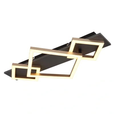 Image of Beatrix I Integrated LED Semi Flush Ceiling Light Matt Black Rectangular 3 Square 3x 3000K