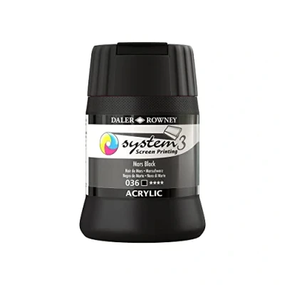 Image of Daler Rowney System3 Acrylic Screen Printing Ink, Plastic Pot, 8.45oz 250 ml, Mars Black
