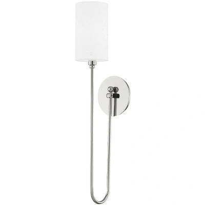 Image of Harlem 1 Light Wall Sconce Polished Nickel, Linen, 2500K