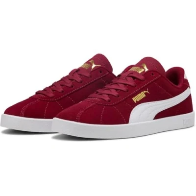 Image of Puma CLUB II JR Unisex Trainers for kids, Size: 3, Dark crimson/white/gold Suede
