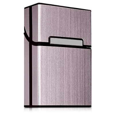 Image of kwmobile Cigarette Case Box Holder Plastic with Aluminum Coating for Cigarettes Magnetic Flip Top Closure Rose Gold