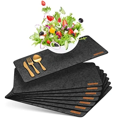 Image of Balinco Placemat Felt, washable, heat resistant, easy to clean, plate coaster, placemat, felt set of 8 (anthracite)