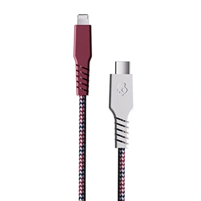 Image of Skullcandy Line+ Braided Lightning Cable, 20W USB C to Charger Cable and Sync with Fast Charging for iPhone/Pro/Max, 6ft, Vice/Crimson