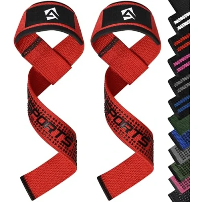 Image of AQF Lifting Straps, Weight Wrist 60CM Heavy Duty Gym Straps with 5MM Neoprene Padded Support, Anti Slip Bar Grip, Ideal for Weightlifting, Deadlifting, Bodybuilding Workouts