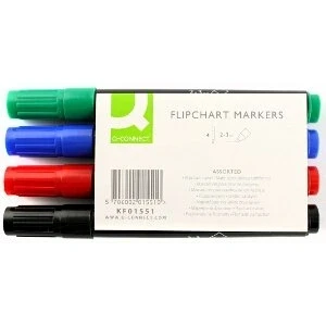 Image of Q Connect Flipchart Marker Pen Bullet Tip Assorted (Pack of 4) KF01551