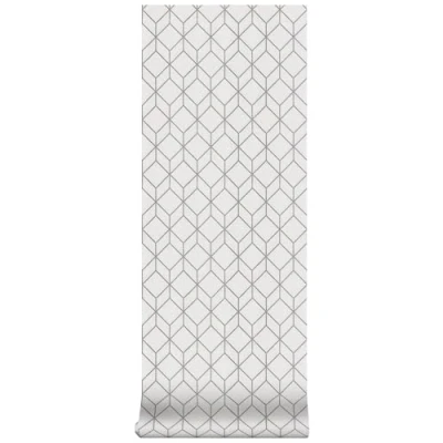 Image of Superfresco Easy White Myrtle Geometric Wallpaper &amp; Silver Paste The Wall Contemporary Design Smooth Paper Metallic Texture Feature or 4
