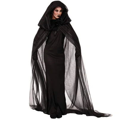 Image of Halloween Women Costumes Black Bat Fallen Angel Devil Vampire Witch Dress Adult Cosplay Accessories