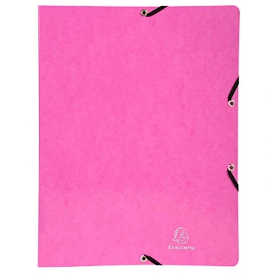 Image of Exacompta ref. 54894E 1 coated glossy card binder with rubber bands 2 round rings, diameter 15 mm Spine 20 External dimensions: 32 x 25 cm A4 file format Colour: pink