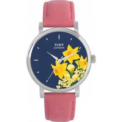 Image of Toff London Ladies Yellow Daffodil Flower Watch