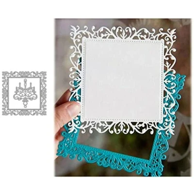 Image of Cutting Dies for Card Making, YunTrip Lace Leaf Vine Square Frame Metal DIY Scrapbooking Album Embossing Photo Craft Paper Cards Decorative