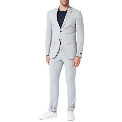 Image of JACK &amp; JONES Men&#039;s Jprfranco Suit Sn, Light grey/checks: super slim fit, 48