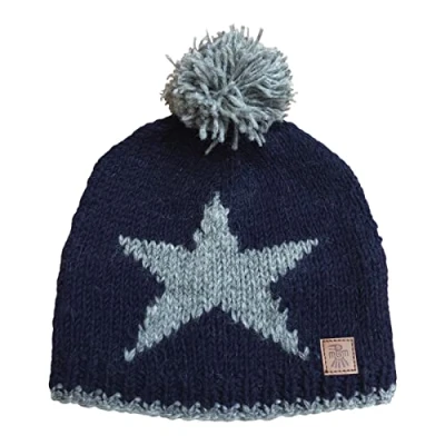 Image of Pachamama Star Bobble Beanie Hat Navy