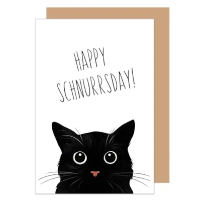 Image of Edition Seidel Premium Birthday Card with Envelope, Greeting Saying Man Woman Teenager Cat (G3632 SW024)