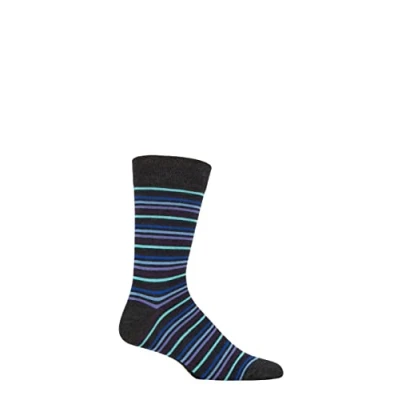 Image of SockShop Mens and Ladies Striped Colour Burst Bamboo Socks with Smooth Toe Seams Pack of 1 November Rain 12 14