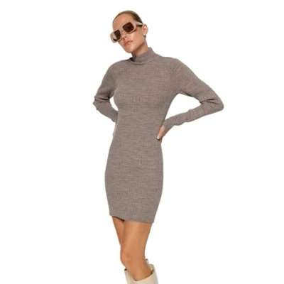 Image of Trendyol FeMan Bodycon Slim fit Knitwear Dress,Mink,S