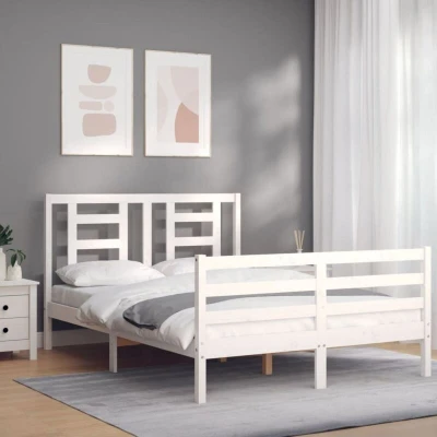 Image of vidaXL Bed Frame without Mattress White 140x190 cm Solid Wood Pine
