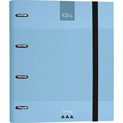 Image of Grafoplás 88103030. 4 Ring Binder with Replacement and Rubber, A4 Hardcover, Blue, Dividers Refill 100 Sheets 5 x Square, Carpebook, Kuru