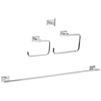 Image of GROHE Essentials Cube New 4 In 1 Master Bathroom Accessories Set Chrome 40778001