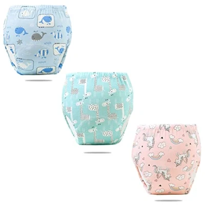 Image of FedMois Baby Potty Training Pants Boys Girls Underwear Reusable (3 Pack), whale, giraffe and unicorn, 2 3 Years