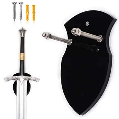 Image of WANLIAN wall mounted sword rack hook display single vertical general (Black 1 pack)