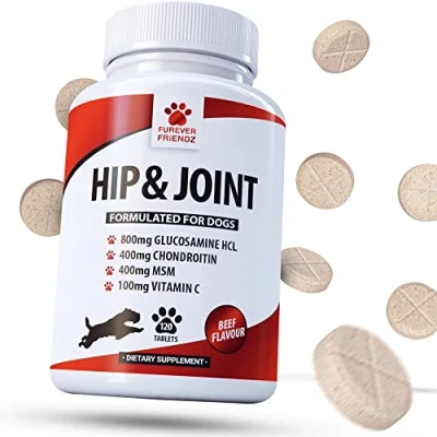 Image of Furever Friendz Joint Supplements for Dogs Chondroitin, Glucosamine Dog Senior with Vit C &amp; MSM Vitamins and (800mg, 120 Tablets)