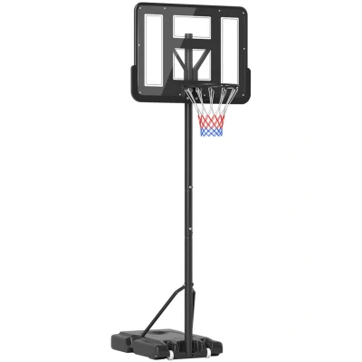 Image of HOMCOM Portable Freestanding Basketball Hoop Stand Transparent Backboard 160 305cm Adjustable with Two Moving Wheels For Adult Outdoor &amp; Indoor Use