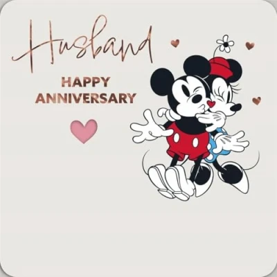Image of Disney Mickey Mouse &amp; Minnie Husband Happy Anniversary Card