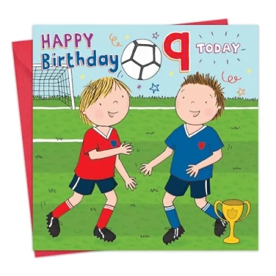 Image of Twizler 9th Birthday Card for Boys Football Age 9 Happy Boy Son Year Old Childrens Grandson Nine Tween