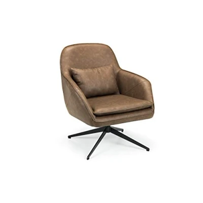 Image of Julian Bowen Swivel Chair, Faux Leather &amp; Metal, Brown, Height: 85, Width: 73, Depth: 73cm