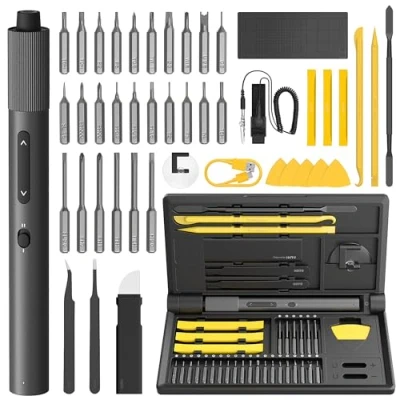 Image of HOTO Electric Precision Screwdriver Kit, 46 in 1 Rechargeable Cordless Mini Power Kit with S2 Steel Bits, 2 Gears Torque, LED Light, Ideal for Phone/Glasses/Watch/Laptop