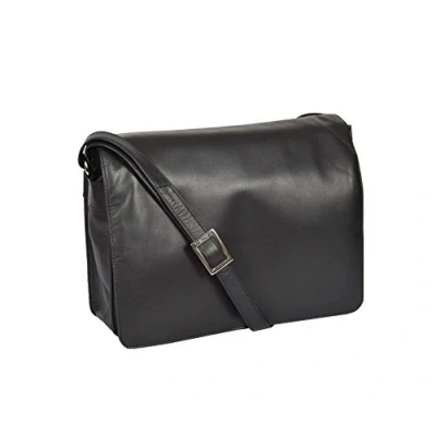Image of A1 FASHION GOODS Ladies Real Leather Flap Over Shoulder Bag Classic Casual Cross Body Messenger Jill (Black)