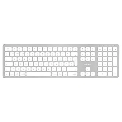 Image of Macally BTWKEYMB UK, extended Quick Switch Bluetooth wireless keyboard for Mac, PC, iOS and Android, number pad, UK QWERTY layout, aluminium design