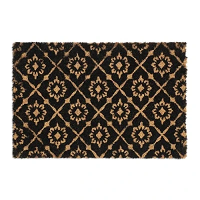 Image of Relaxdays Geometrical Pattern Door mat Doormat Coir Welcome, 40 x 60 cm, Inside &amp; Outside, Non Slip, Natural Coir/Black
