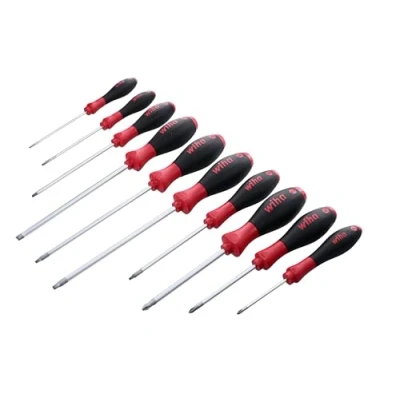 Image of Wiha 30290 SoftFinish Grip Screwdriver Set, Slotted 3.0 6.5, Phillips Number 0 2 and Square 1 3, 10 Piece Set