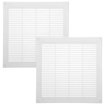 Image of Vent Systems 300 x mm / 12&#039;&#039; Inch White Soffit Cover Pack of 2 Flat Square Air Louver Grille Built in Insect Screen HVAC Vents for Bathroom, Home Office, Kitchen