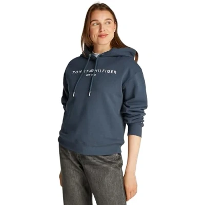 Image of Tommy Hilfiger CORP LOGO Hoodie Sweatshirt, Women&#039;s, Size: 3XL, Military denim