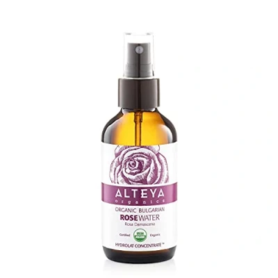 Image of Alteya Organic Rose Water Spray 120ml Glass Pure Rosa Damascena (Damask Rose) Hydrolat USDA Certified Face Toner, Revitalizing Body, Condition Hair &amp; Scalp