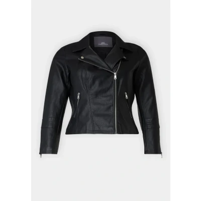 Image of ONLY Carmakoma Womens Caremmy Faux Leather Biker Noos Jacket, Black, 48 UK