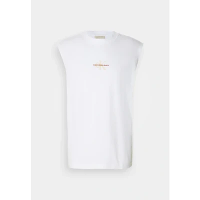 Image of Calvin Klein Men’s Monologo Relaxed Fit Sleeveless Tank Top, White (Bright White), M